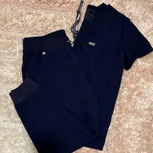 Figs Women's Navy Joggers with Black Accents